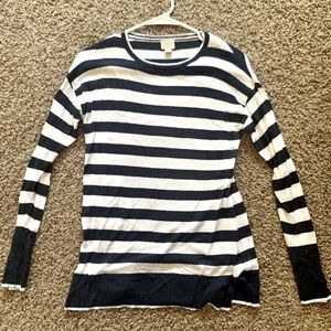 Blue and white striped sweater